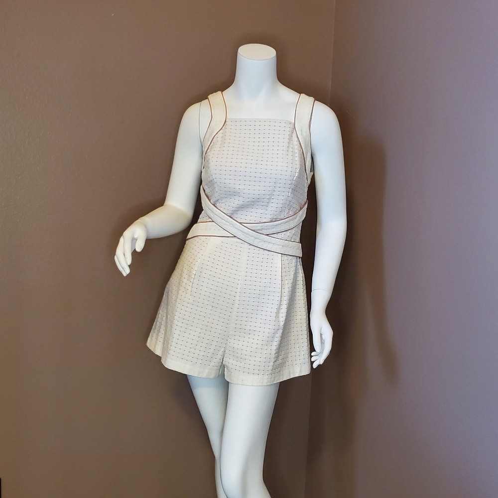 NWT ADELYN RAE white & blush pink romper size XS